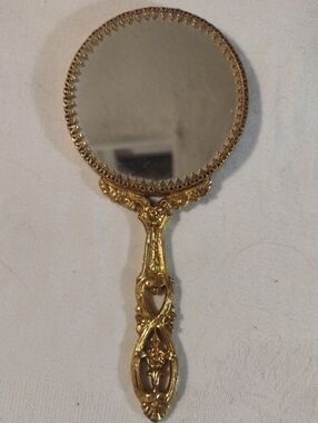 Ornate Gold Small Hand Mirror